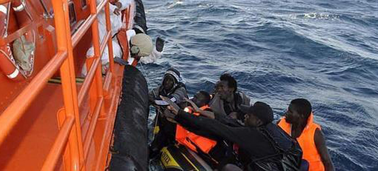Immigranter gummibåd