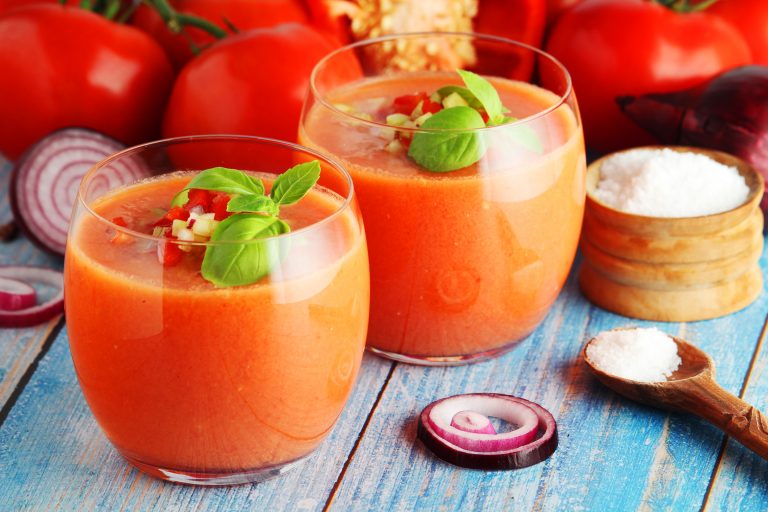 Cold,Spanish,Soup,Gazpacho,Served,In,Glasses