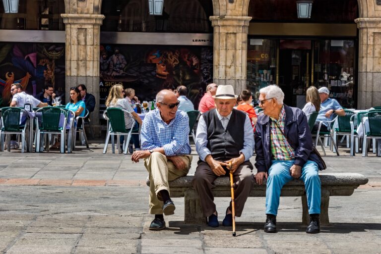 Salamanca,,Spain,,June,10,,2023:,Three,Seniors,Sat,On,A